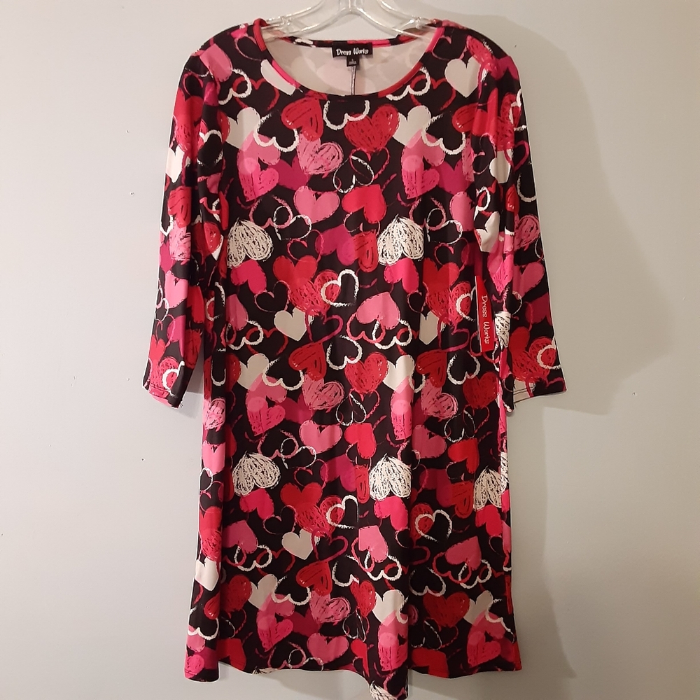 NWT Dress Works Valentine's Heart Pattern Dress Size Small